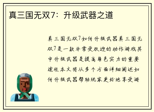 真三国无双7：升级武器之道